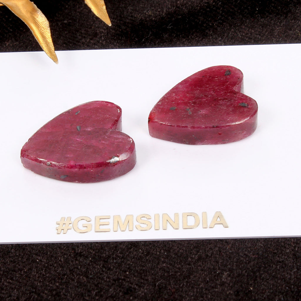 70.70 Ct Natural Red Ruby Heart Cut 23x18mm Matched Pair Gemstones for jewelry