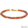 Natural Untreated Hessonite Garnet Rondelle Cabochon Beaded Handmade Bracelet 7"