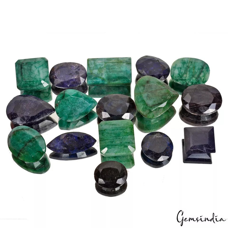 Emerald Lot, Loose Gemstone, Color Enhanced — 16 Pieces, 21mm to 34mm, 1250 Ct, Madagascar