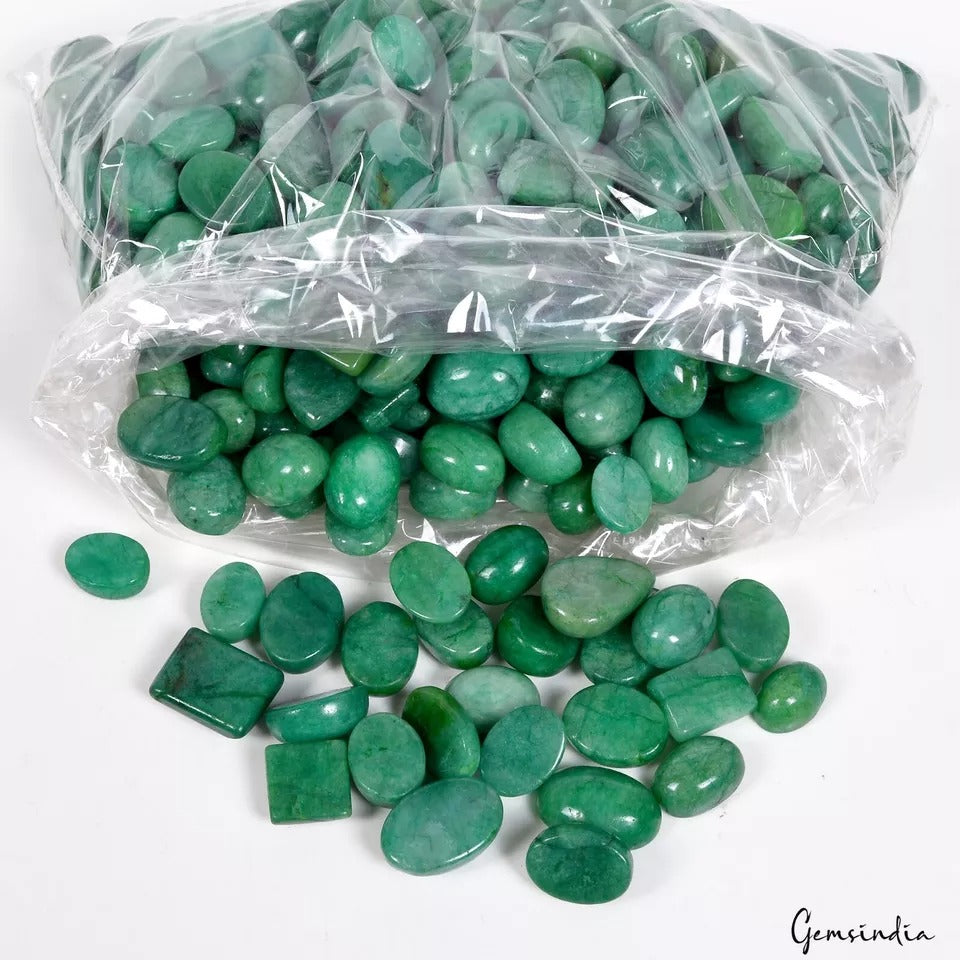 5000 Ct/345 Pcs Natural Brazilian Emerald Mix Cab Loose Ring Size Gemstones Lot