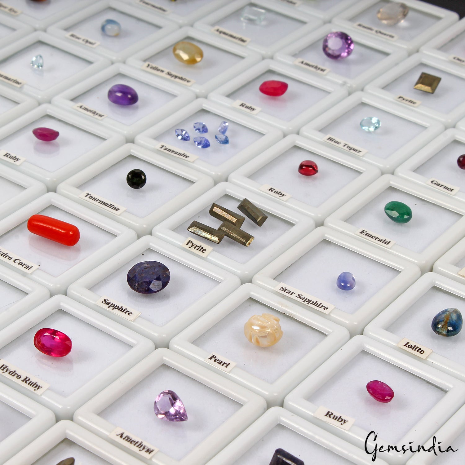 87 Pcs Estate Genuine Semi Precious Loose Mix Cut Multi Gems 64 Box Collection