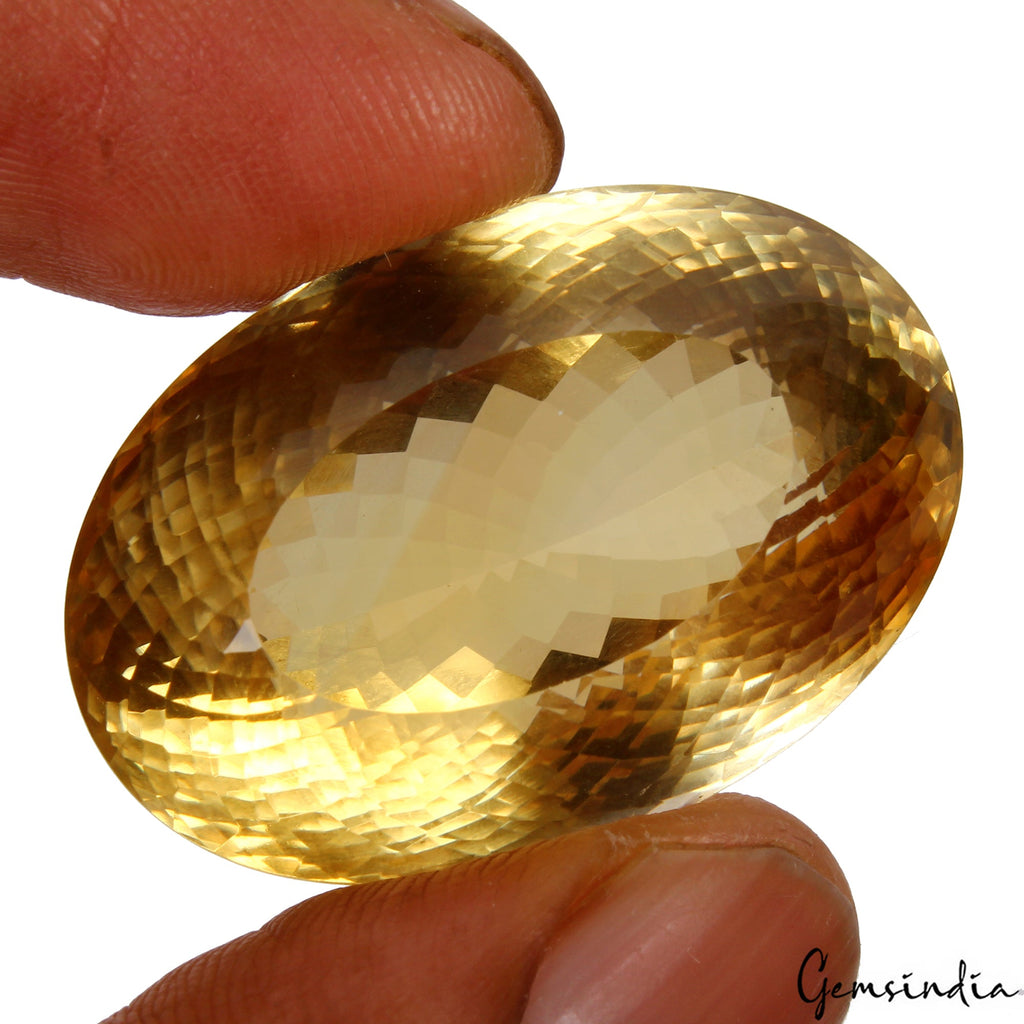 Large &Clean 91.40 Cts Natural Untreated Yellow Citrine Oval  Cut Loose Gemstone