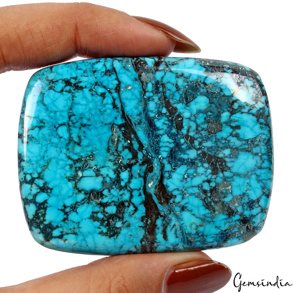 Spiderweb Blue Turquoise Cushion Cab Arizona 230 Cts Museum Size Loose Gemstone