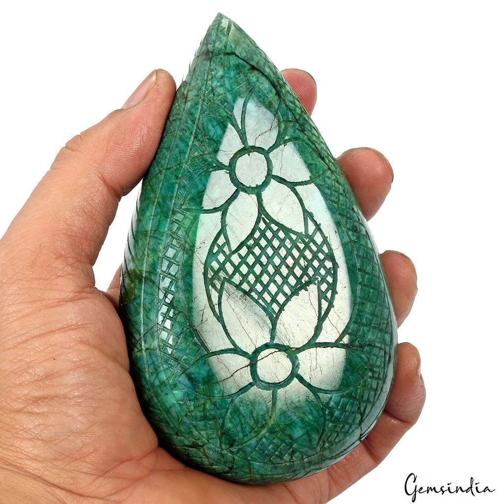 2360 Ct Natural Green Brazilian Emerald Oval Cut Earth Mined Carving Loose Gems