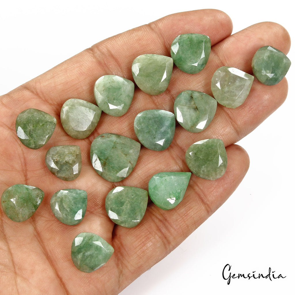156.90 Cts/17 Pcs Natural Brazilian Green Emerald Pear Faceted Gems For Jewelry