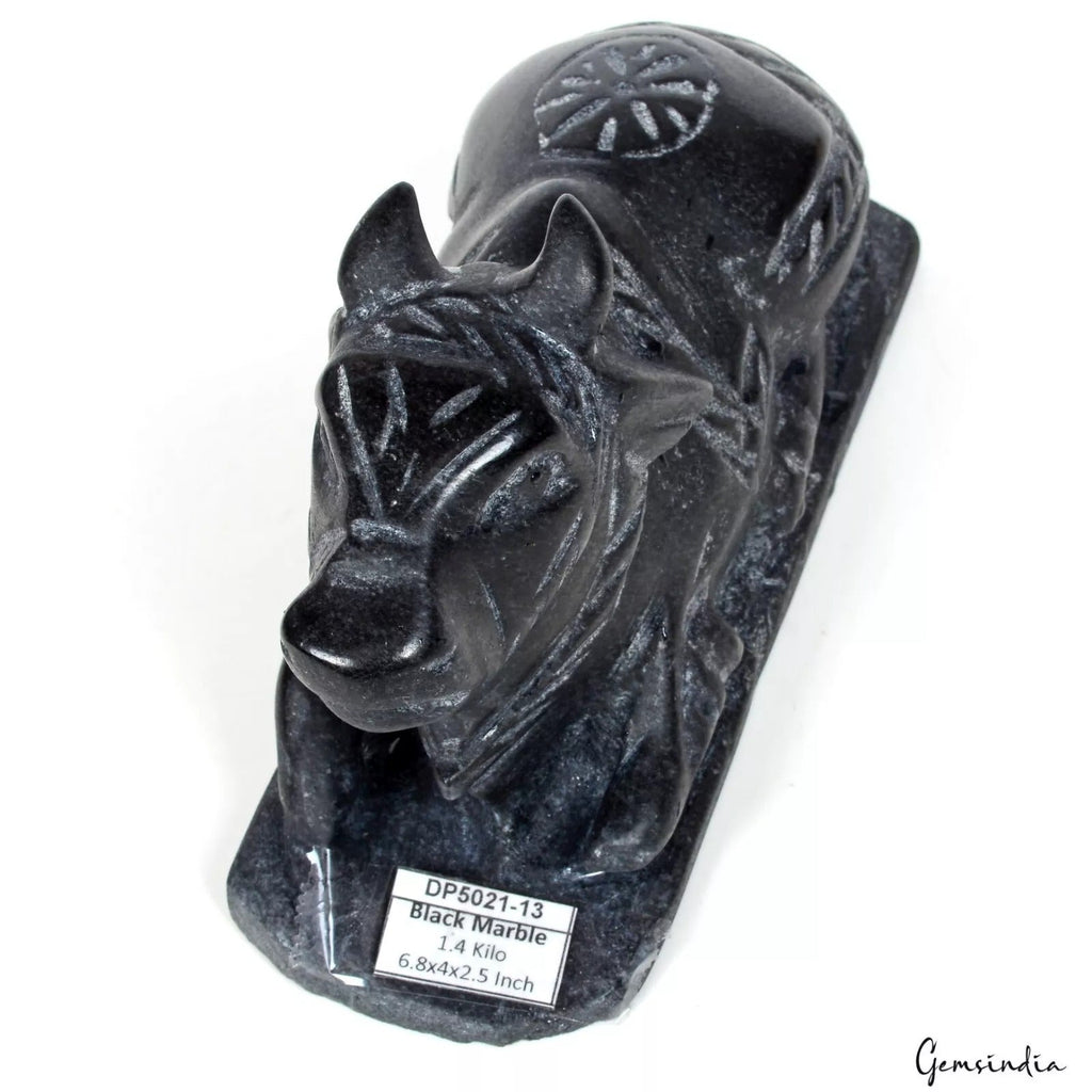 4" Tall Hand Carved Marble Stone Sacred Bull Nandi Worship Idol Figurine Statue