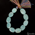 162.90 Ct/10 Pcs Natural Untreated Blue Amazonite Gems Oval Drill Bead Strand 8"