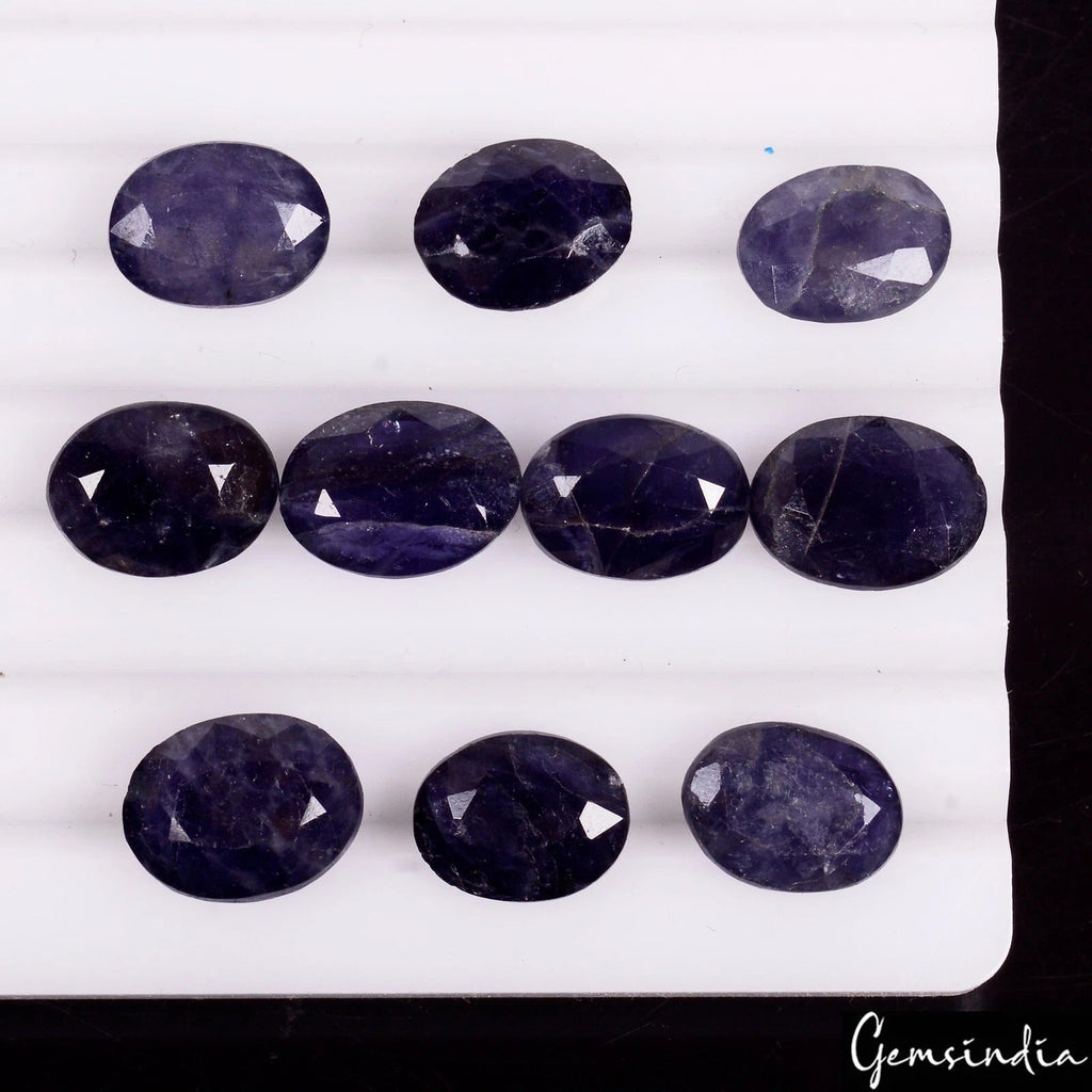 61.80 Cts/10 Pcs Natural Untreated Blue Iolite Oval Cut Loose Gems For Jewelry