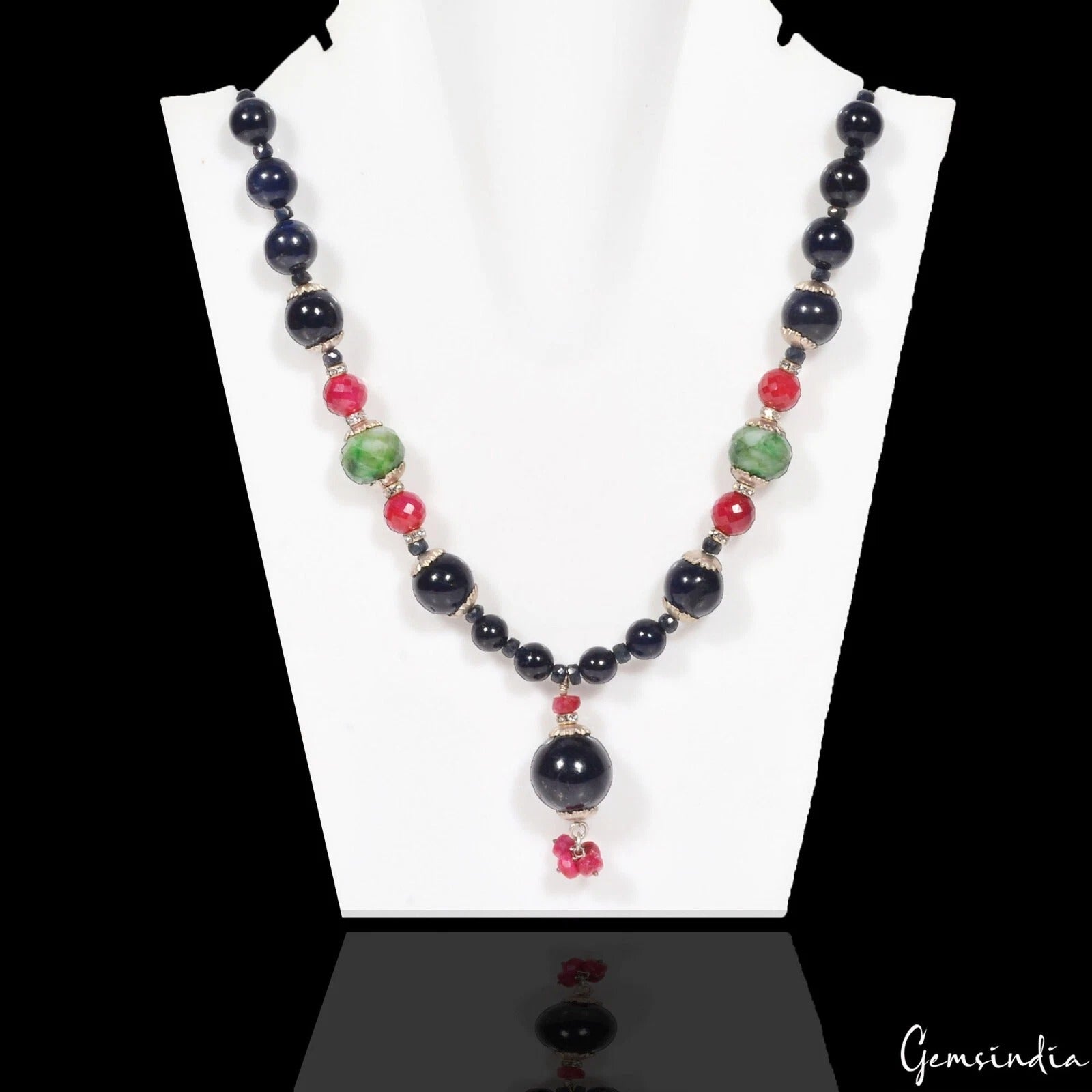 Sapphire Necklace, Color Enhanced, Multi Color — 26", 735 Ct, Madagascar