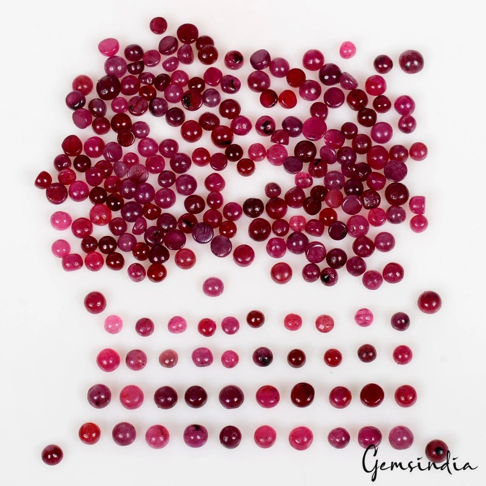 38.90 Ct Natural Ruby 225 Pcs Lot Round Cabochon Beautiful Red Loose Gemstones