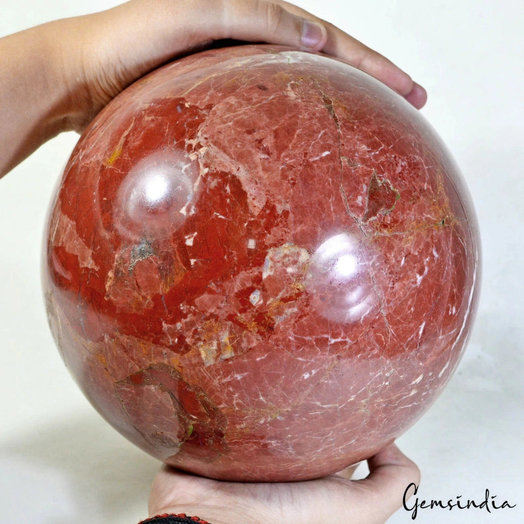 10.3 Kg Large Natural Red Jasper Sphere Crystal Ball Reiki Specimen Healing 7.5"
