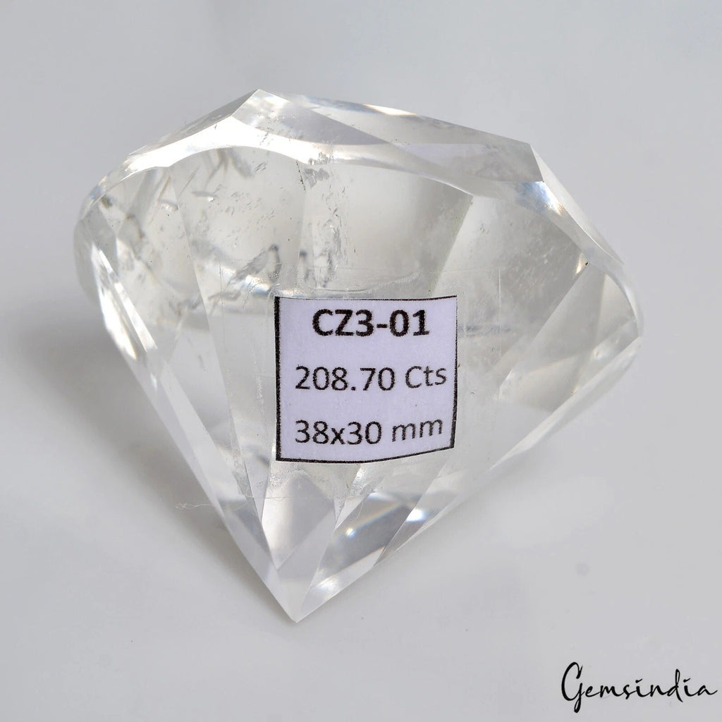 208.70 Ct Natural Untreated Sparkling White Crystal Quartz Round Diamond Cut Gem