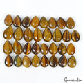 160 Cts/32 Pcs Natural Untreated Yellow Brown Tiger Eye Pear Cab Loose Gems Lot