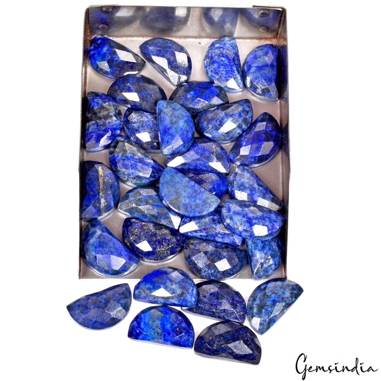 30 Pcs Natural Lapis Lazuli 22x13mm Calibrated Loose D Checker Cut Gemstones Lot