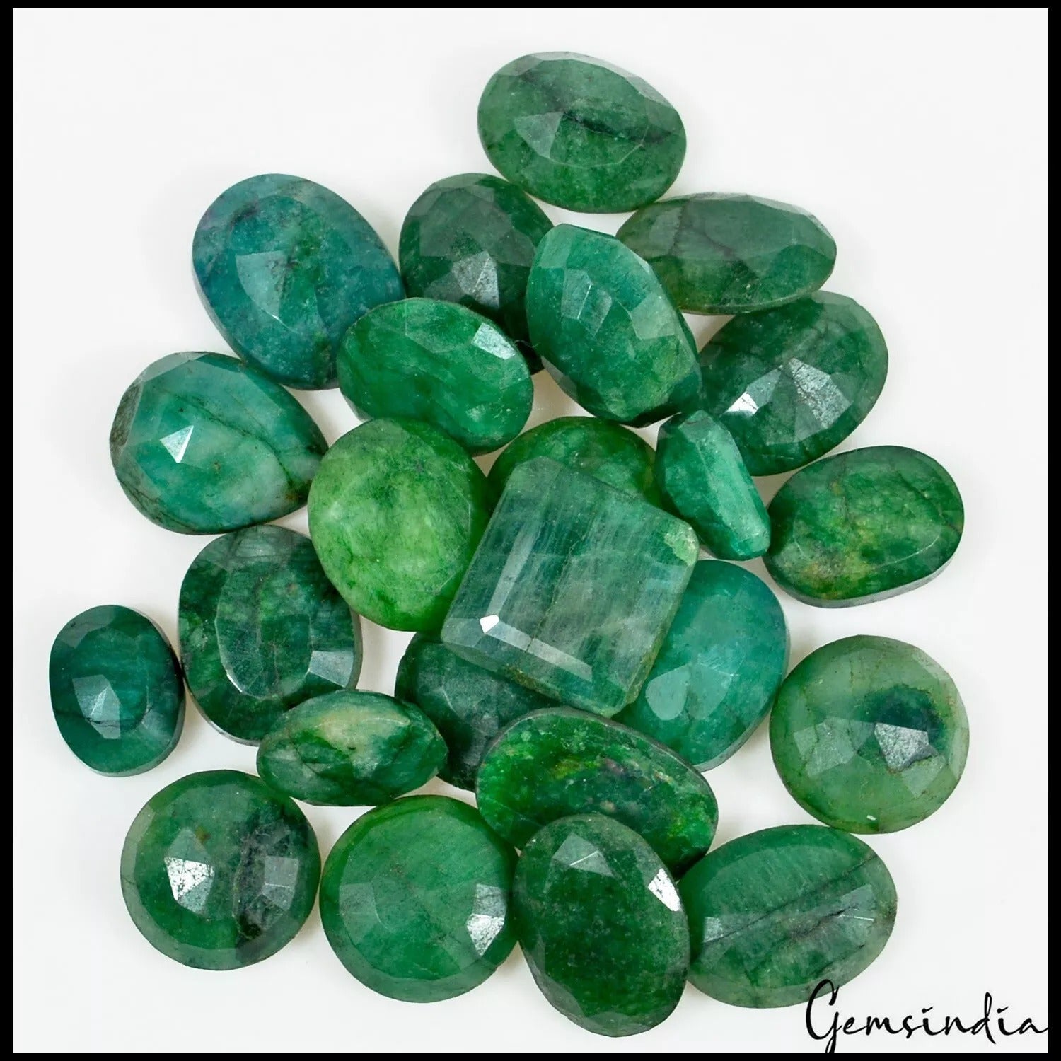 Natural Green Emerald 24 Pcs Lot 370 Ct Loose Gemstone Mixed Shape 13-20mm