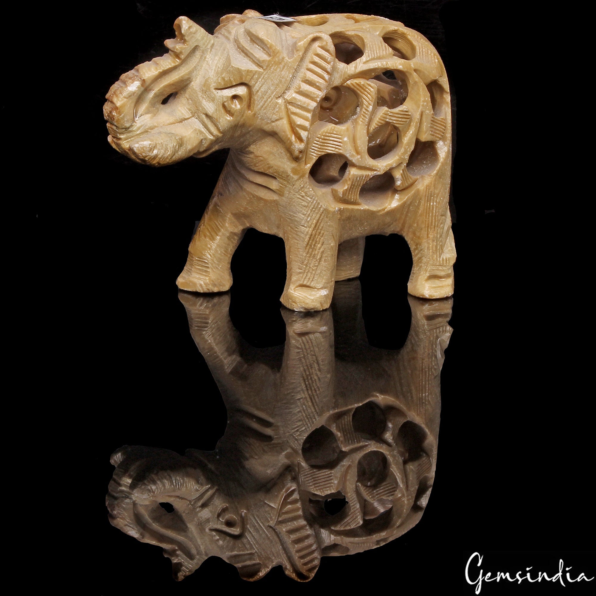 700 Ct Soapstone Trunk Up Elephant Statue Animal~Baby inside Sculpture/Home Deco