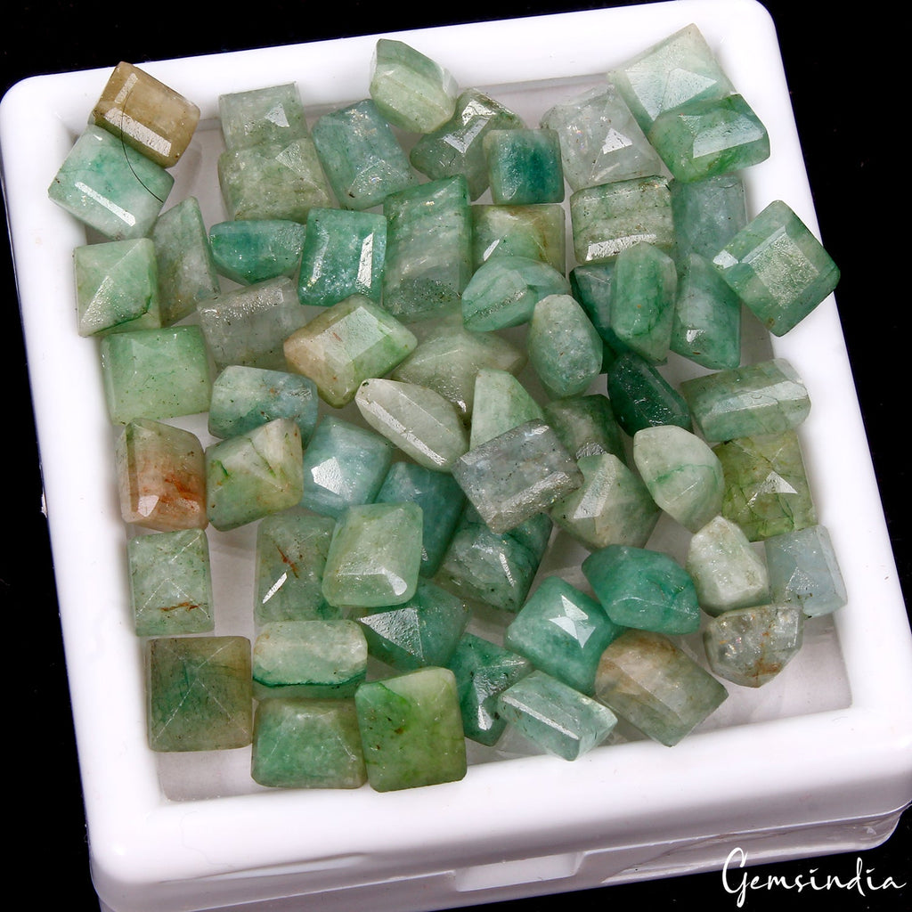 60 Pcs Natural Green Emerald Mixed Cut Loose 7-10mm Gemstones, Brazil ~120.20 Ct