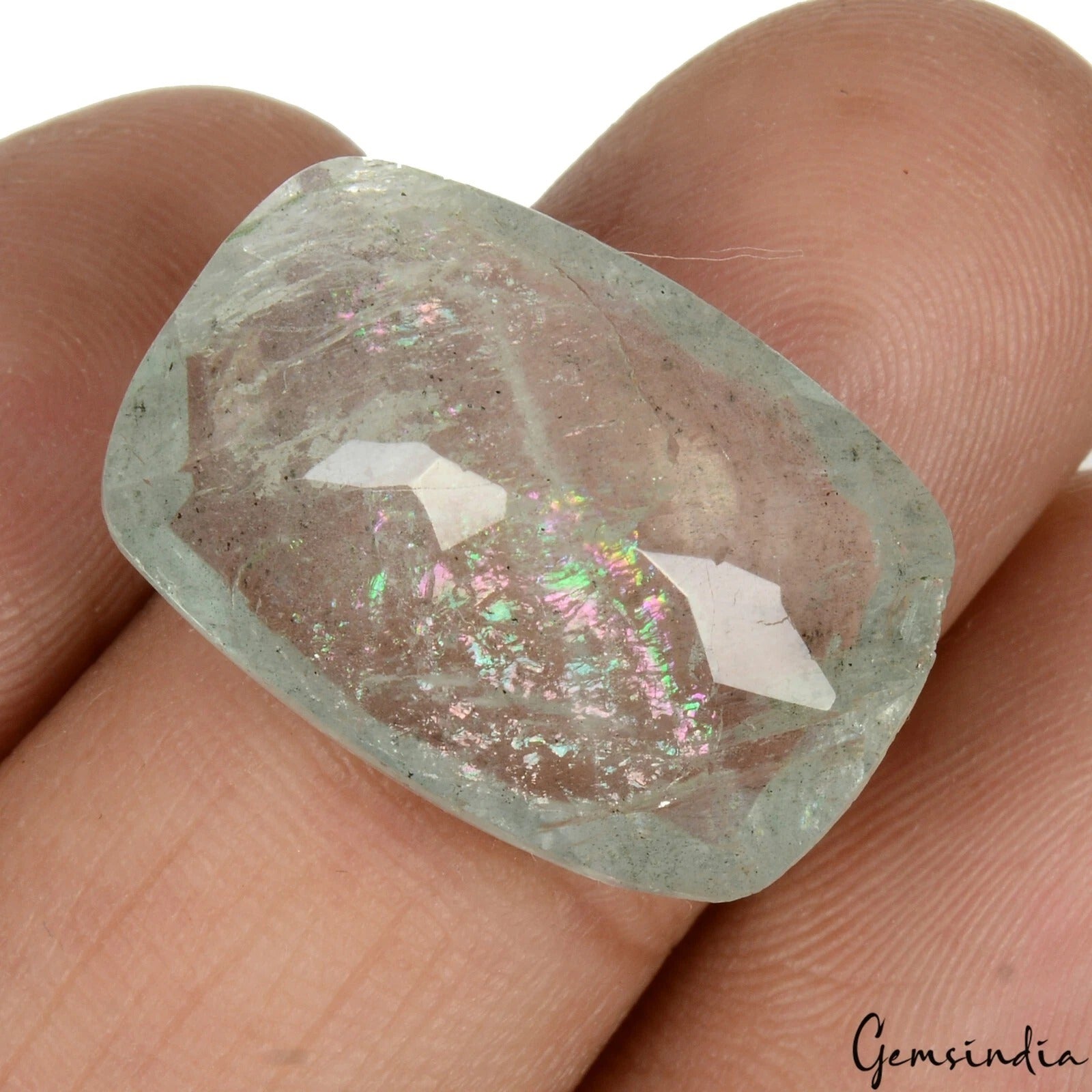 17.40 Ct Natural Untreated Aquamarine Cushion Faceted Cut Loose Gems For Jewelry