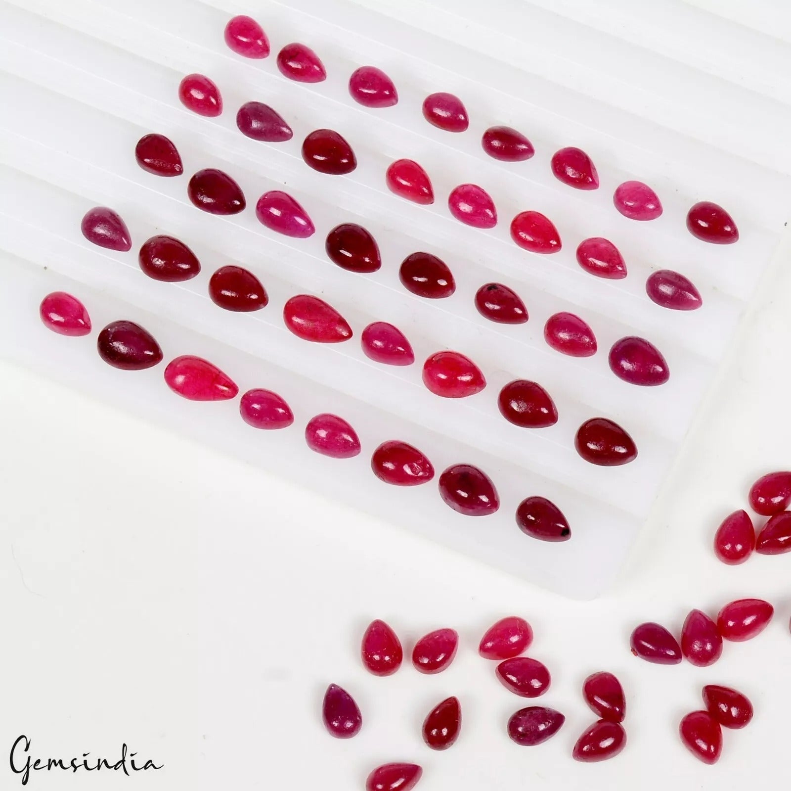 50 Cts/59 Pcs Natural Eye Catching Red Ruby Cab Loose Precious Gems For Jewelry