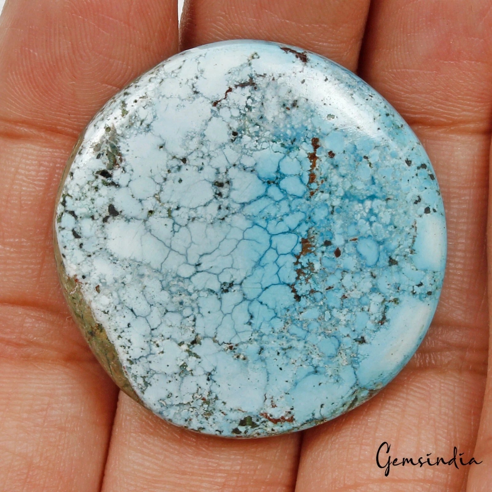 Turquoise Cabochon, Color Enhanced, Bi Color — 36x8mm, 89.50 Ct