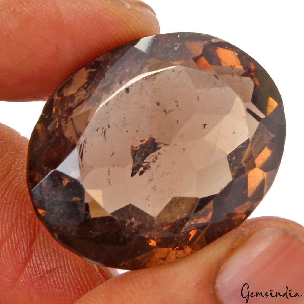 95.80Ct Huge Natural Brown Smoky Quartz Oval Cut Loose Unheated 32x26mm Gemstone