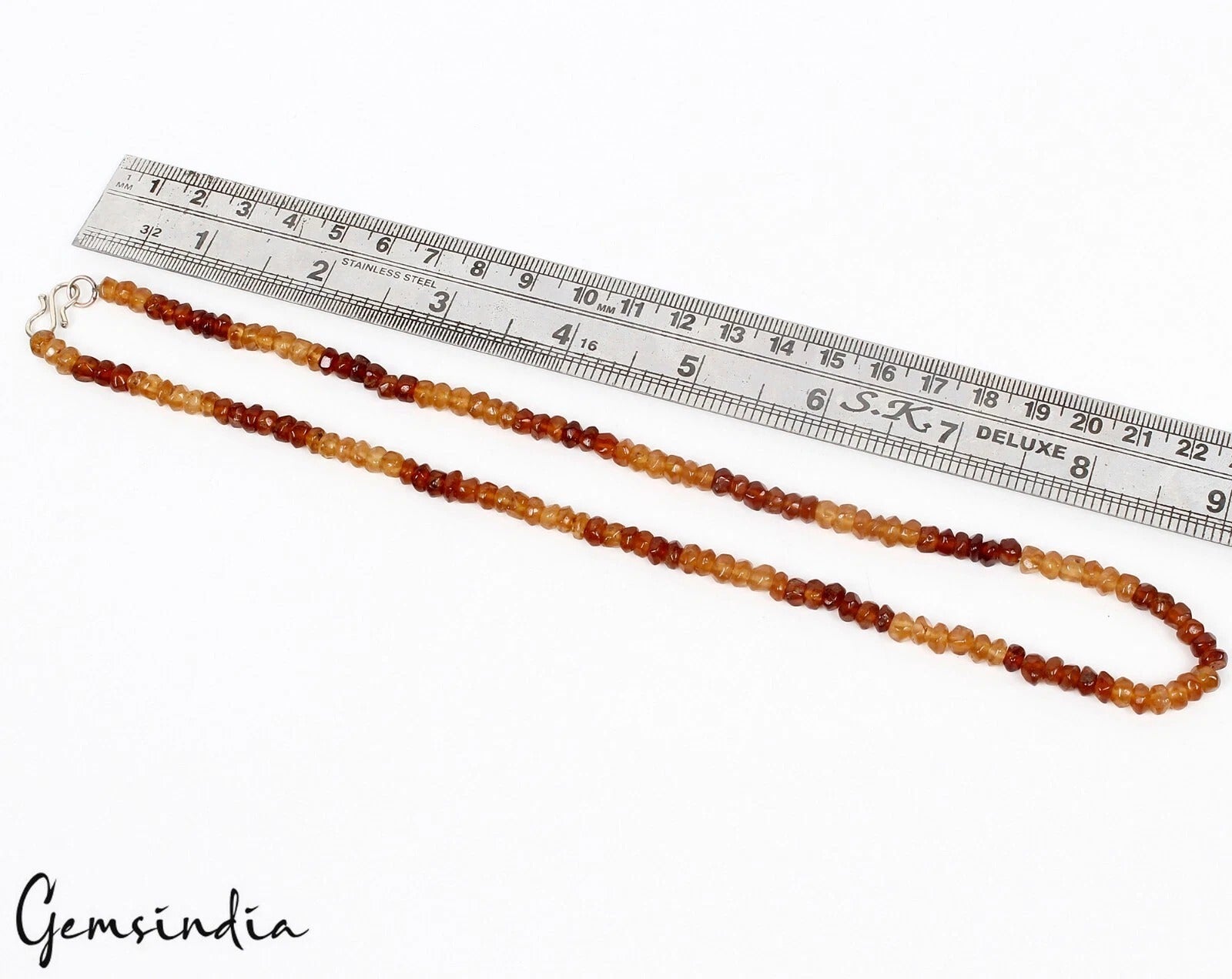 Hessonite Garnet Necklace, Untreated, Multi Color — 5mm, 141.10 Ct, Sri Lanka