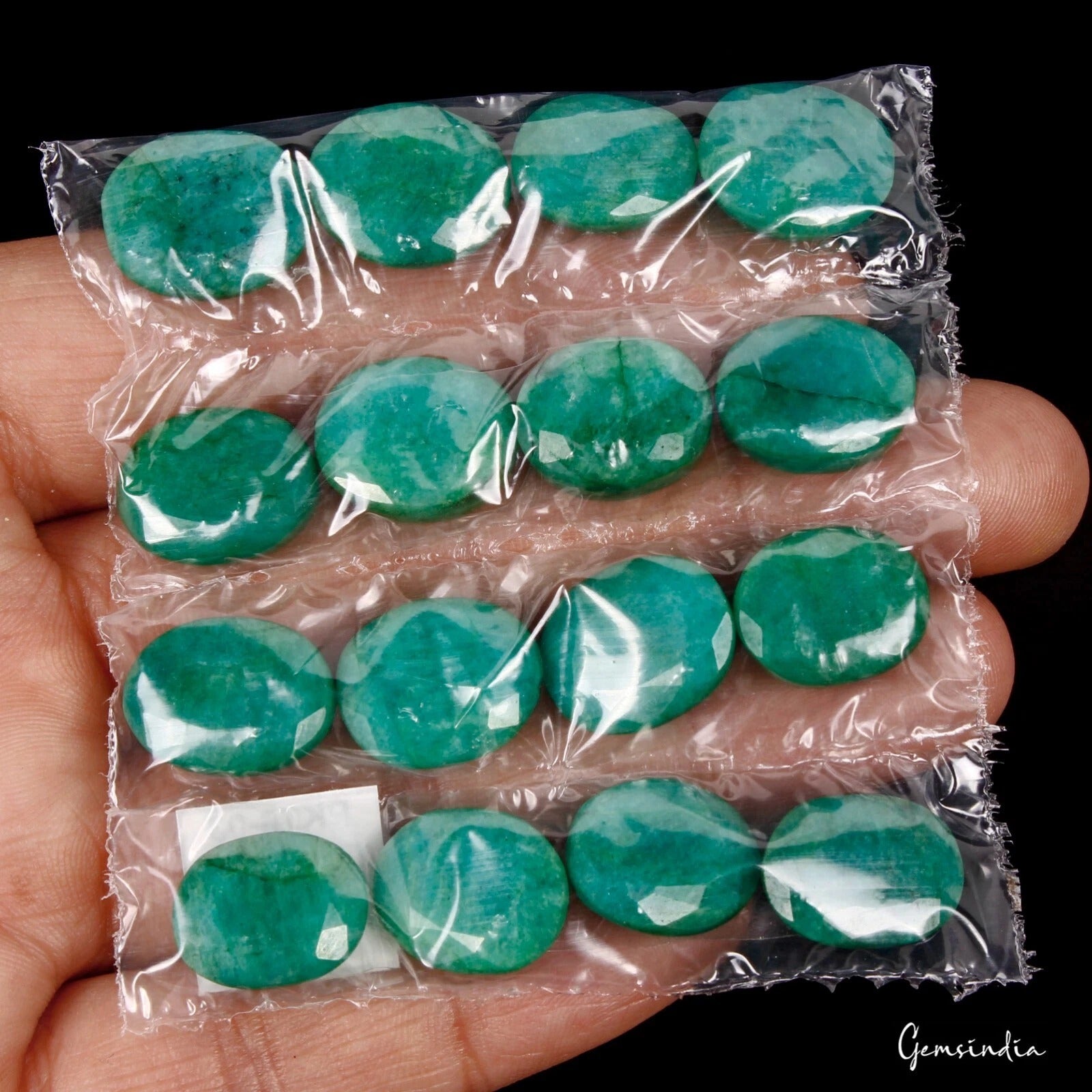 Emerald Lot, Loose Gemstone, Color Enhanced, Green — 16 Pieces, 14mm to 16mm, 176 Ct, Brazil