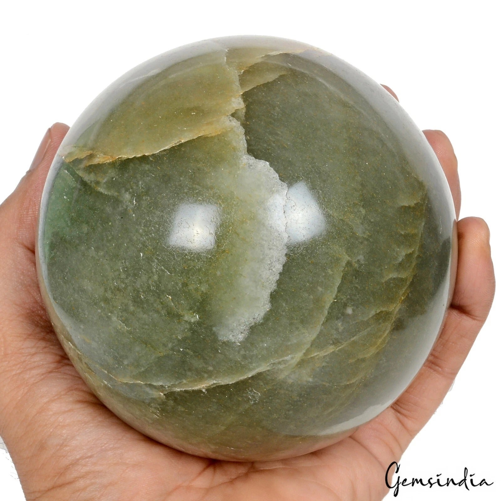 4.2"Green Aventurine Natural Crystal Reiki Healing Ball Handcrafted Stone Sphere