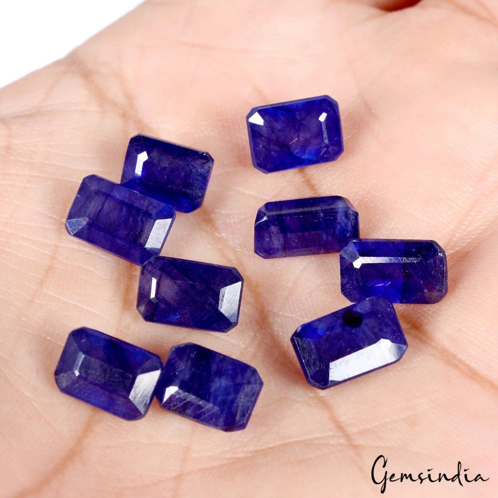 Certified 37.10 Ct/9 Pcs Natural Ceylon Blue Sapphire Octagon Cut Gems For Rings