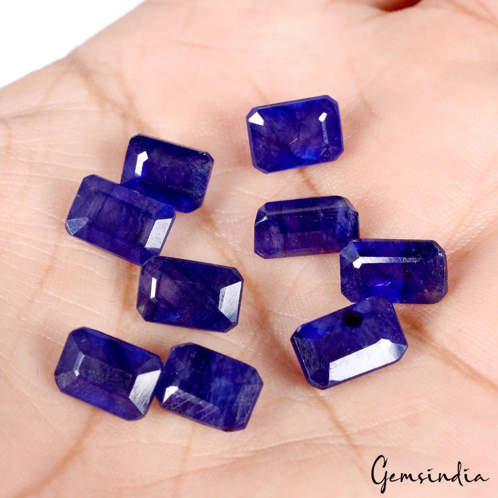 Certified 37.10 Ct/9 Pcs Natural Ceylon Blue Sapphire Octagon Cut Gems For Rings