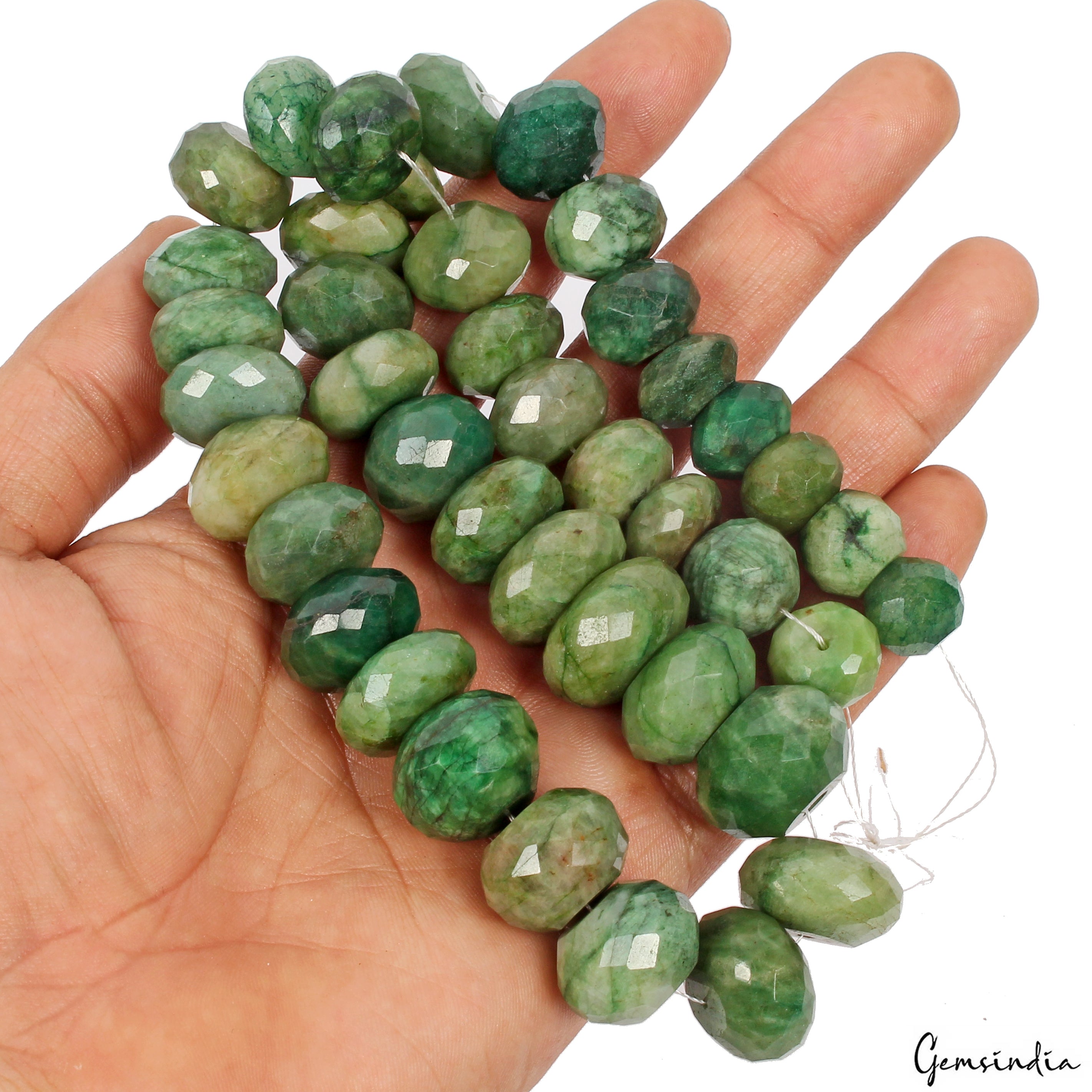 1000 Ct Natural Green Emerald Round Cut 14-21mm Drilled Loose Beads For Jewelry