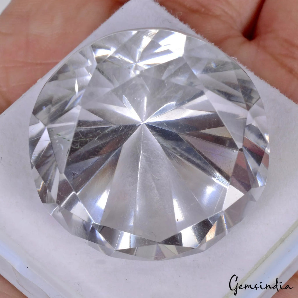 White Quartz Loose Gemstone, Round cut — 34x26mm, 153.40 Ct, Brazil