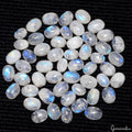 Certified 6-8mm Natural Blue Shine Moonstone Oval Cab Loose Gemstone 53 Pcs Lot