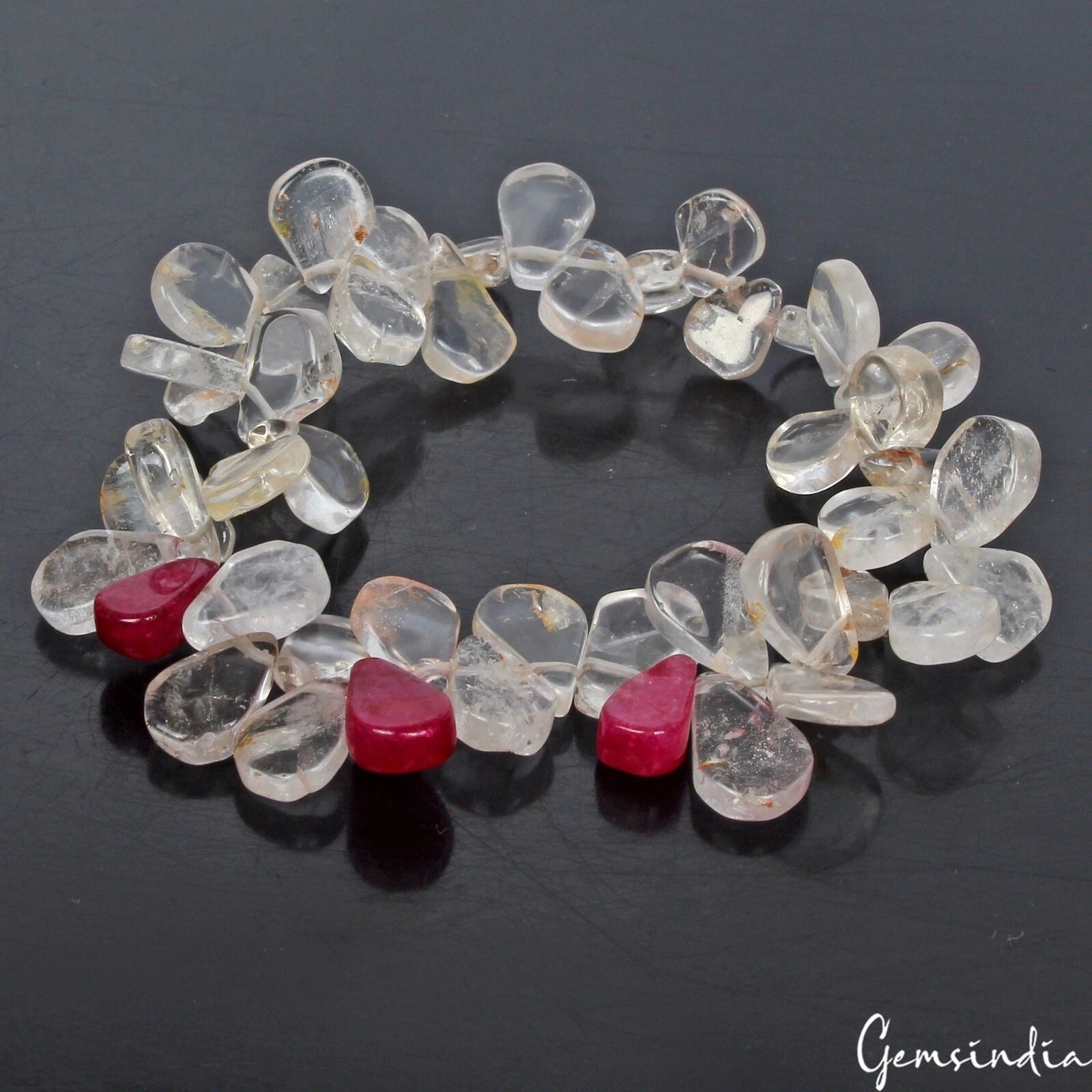 Quartz Bracelet, Untreated, White — 7mm to 11mm, 78.70 Ct, India