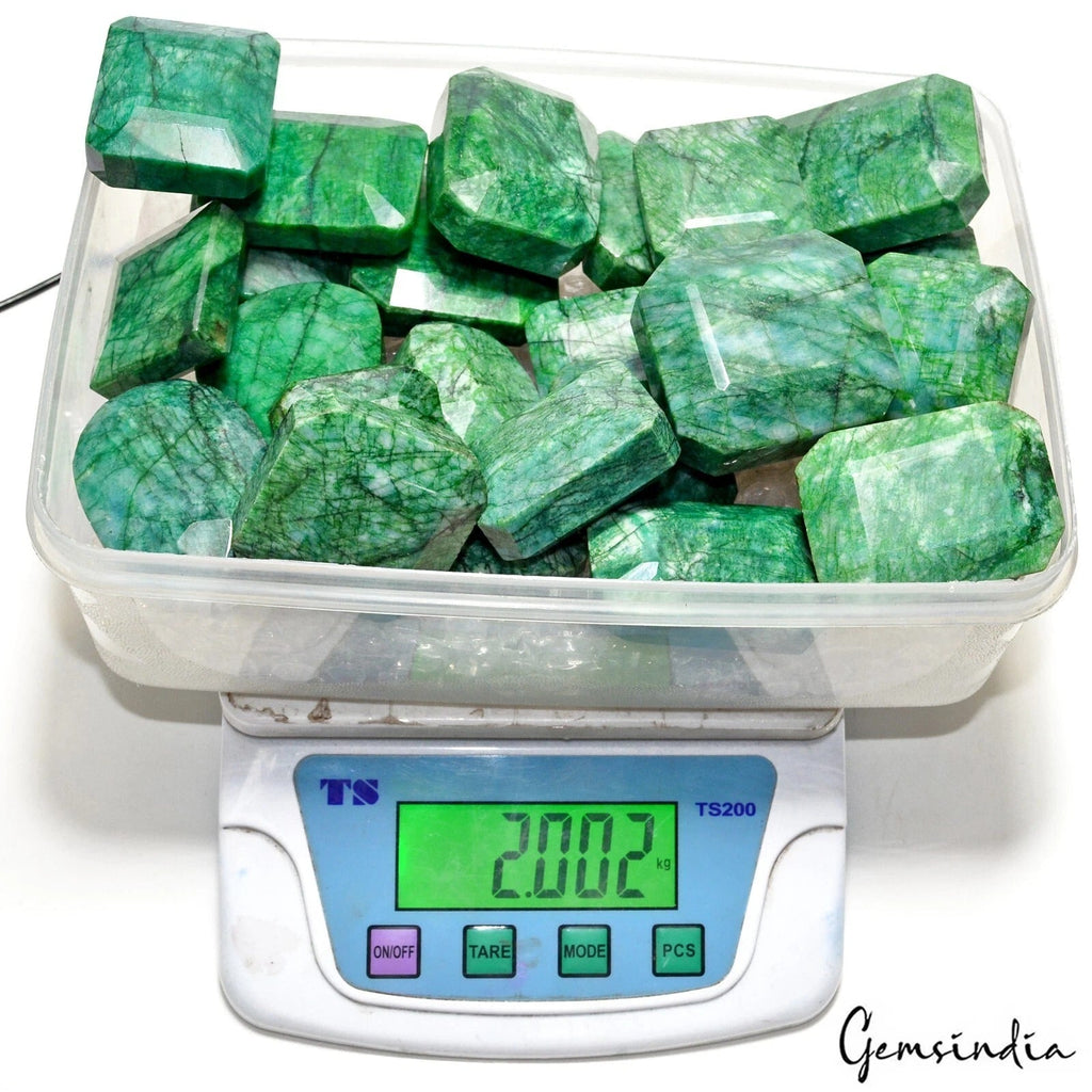 2 Kilo/25 Pcs Natural Brazilian Green Emerald Mix Cut Loose Wholesale Gems Lot