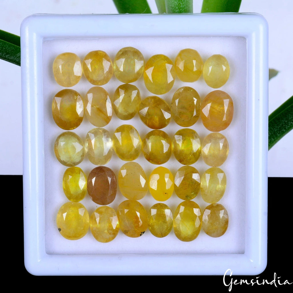 Yellow Sapphire Lot, Loose Gemstone — 30 Pieces, 8mm, 88.80 Ct, Sri Lanka