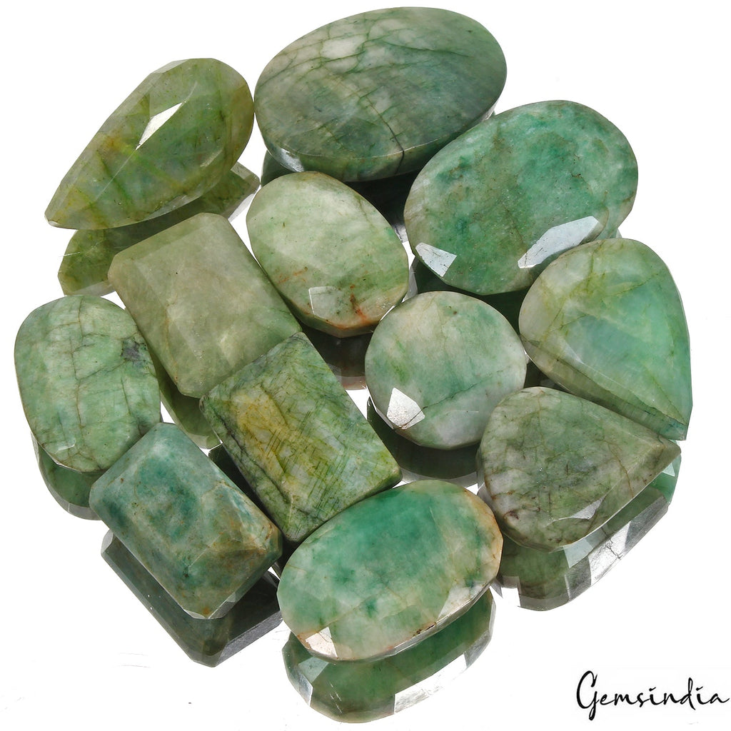 1750 Cts/12 Pcs Natural Brazilian Green Emerald Mix Cut Loose Wholesale Gems Lot