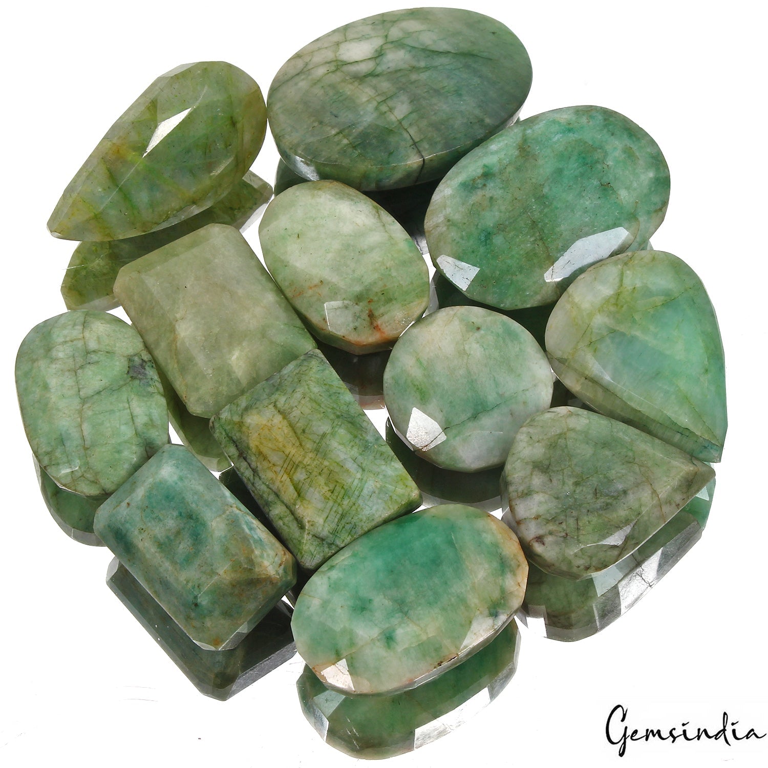 1750 Cts/12 Pcs Natural Brazilian Green Emerald Mix Cut Loose Wholesale Gems Lot