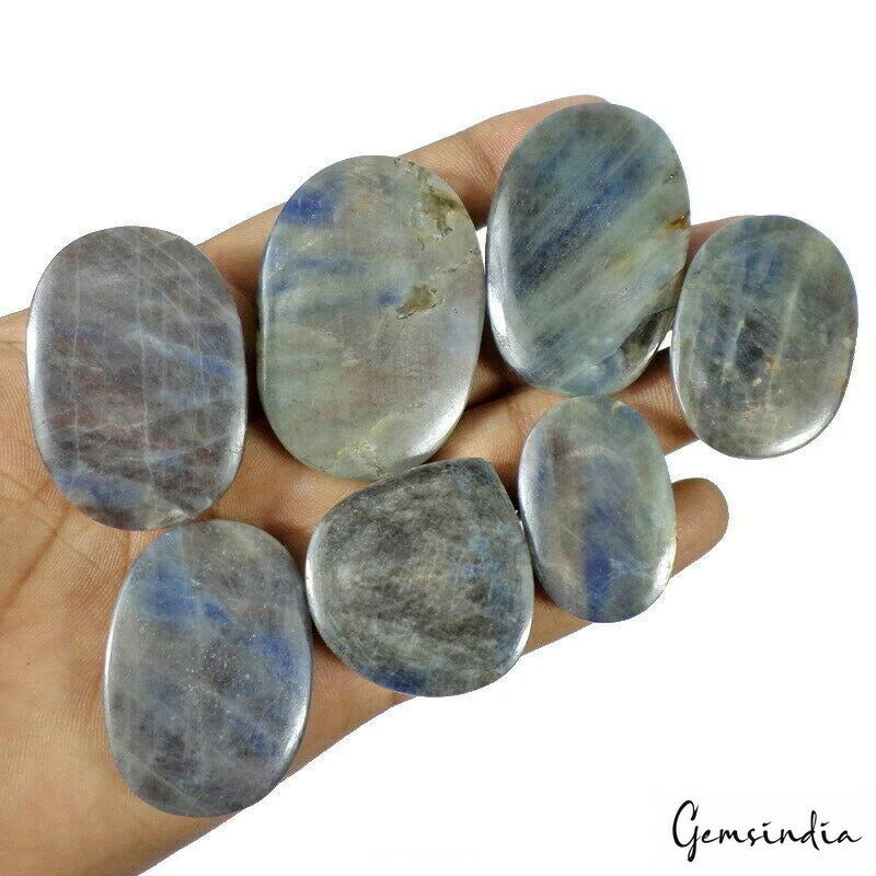 Blue Sapphire Lot, Cabochon, Untreated — 7 Pieces, 34mm to 51mm, 1300 Ct, Madagascar