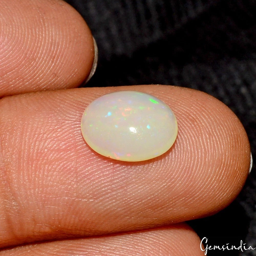 Certified 1.70 Cts Natural Untreated Ethiopian Multi Fire Opal Oval Gem For Ring
