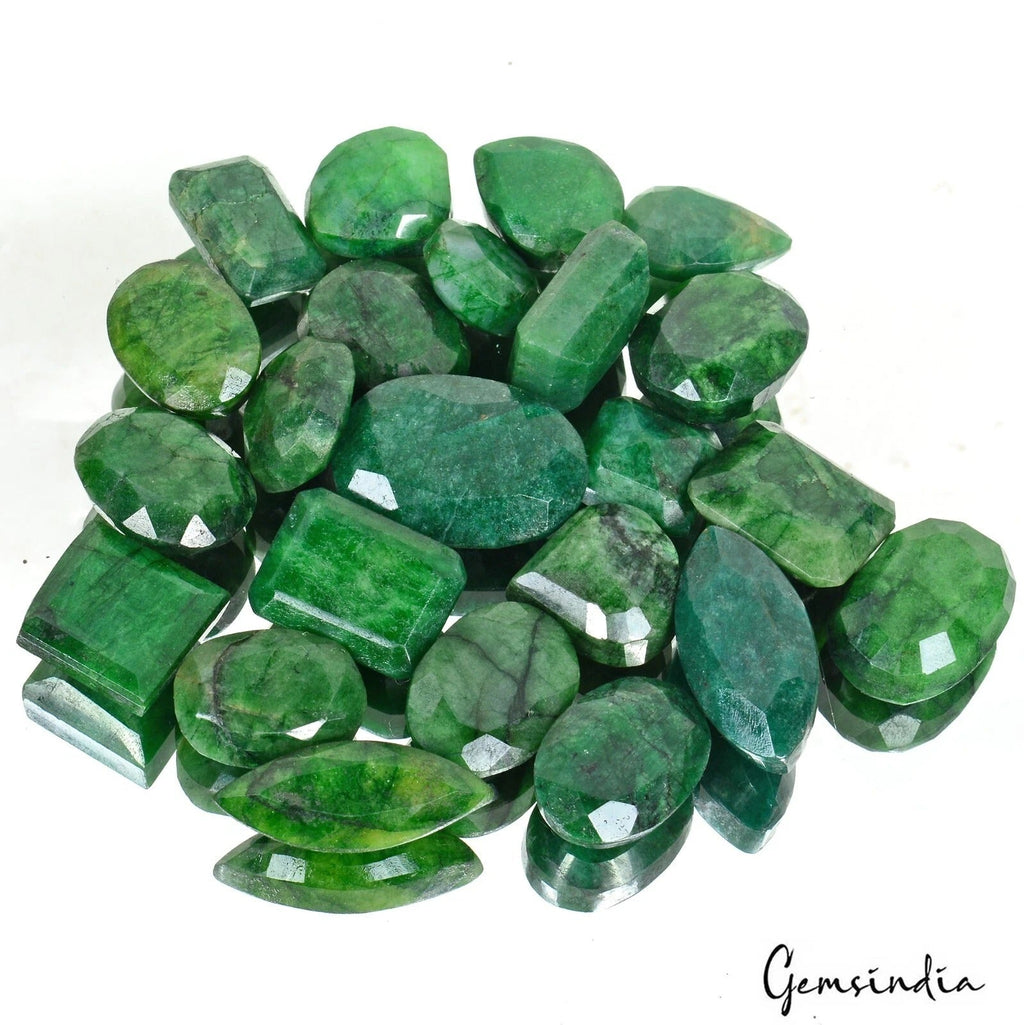470 Ct Natural Green Emerald 13-27mm Loose Assorted Cut Huge Gemstones, Brazil