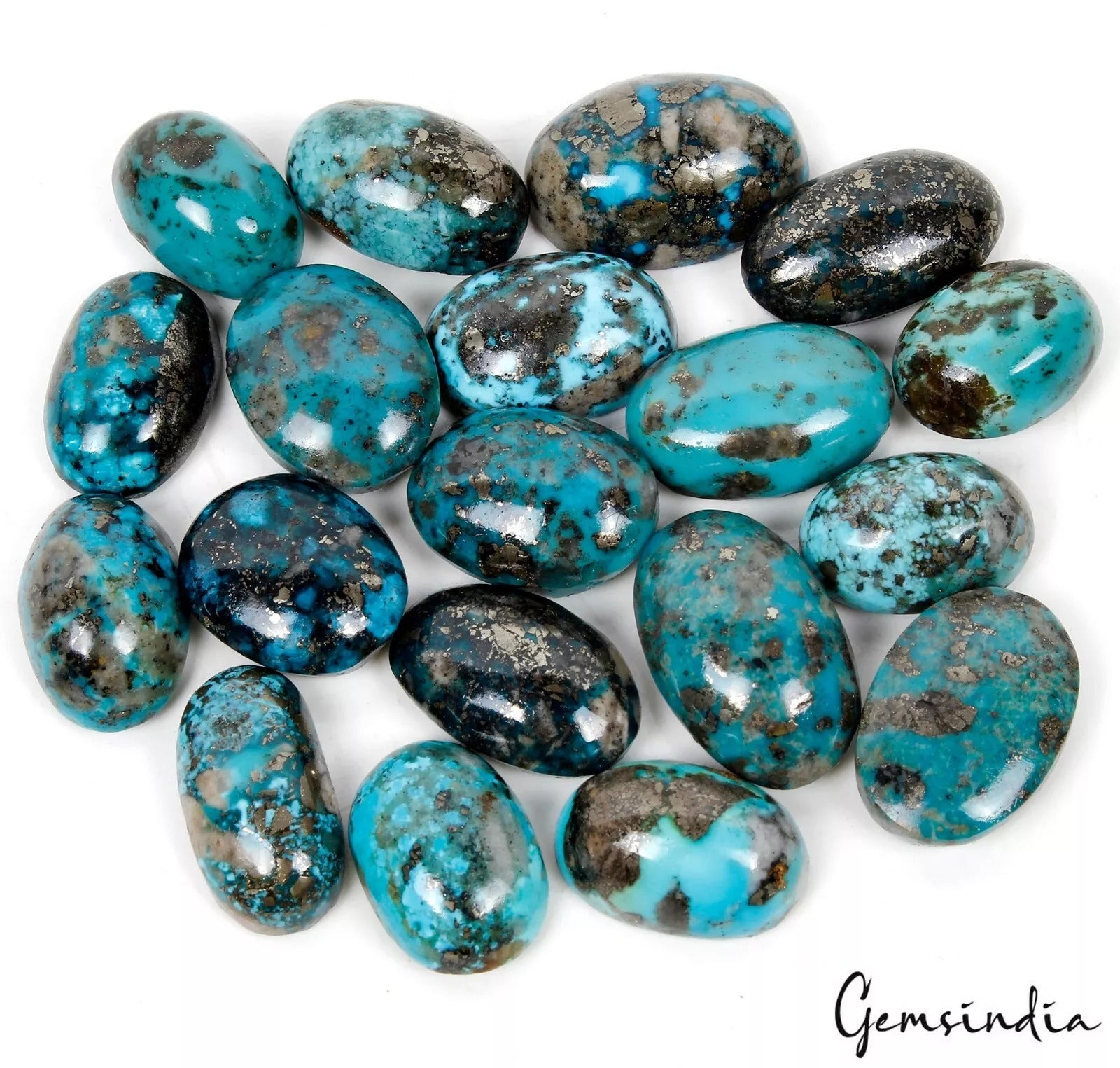 Turquoise Cabochon, Oval Cabochon, Untreated — 19 mm to 26mm, 500 Ct