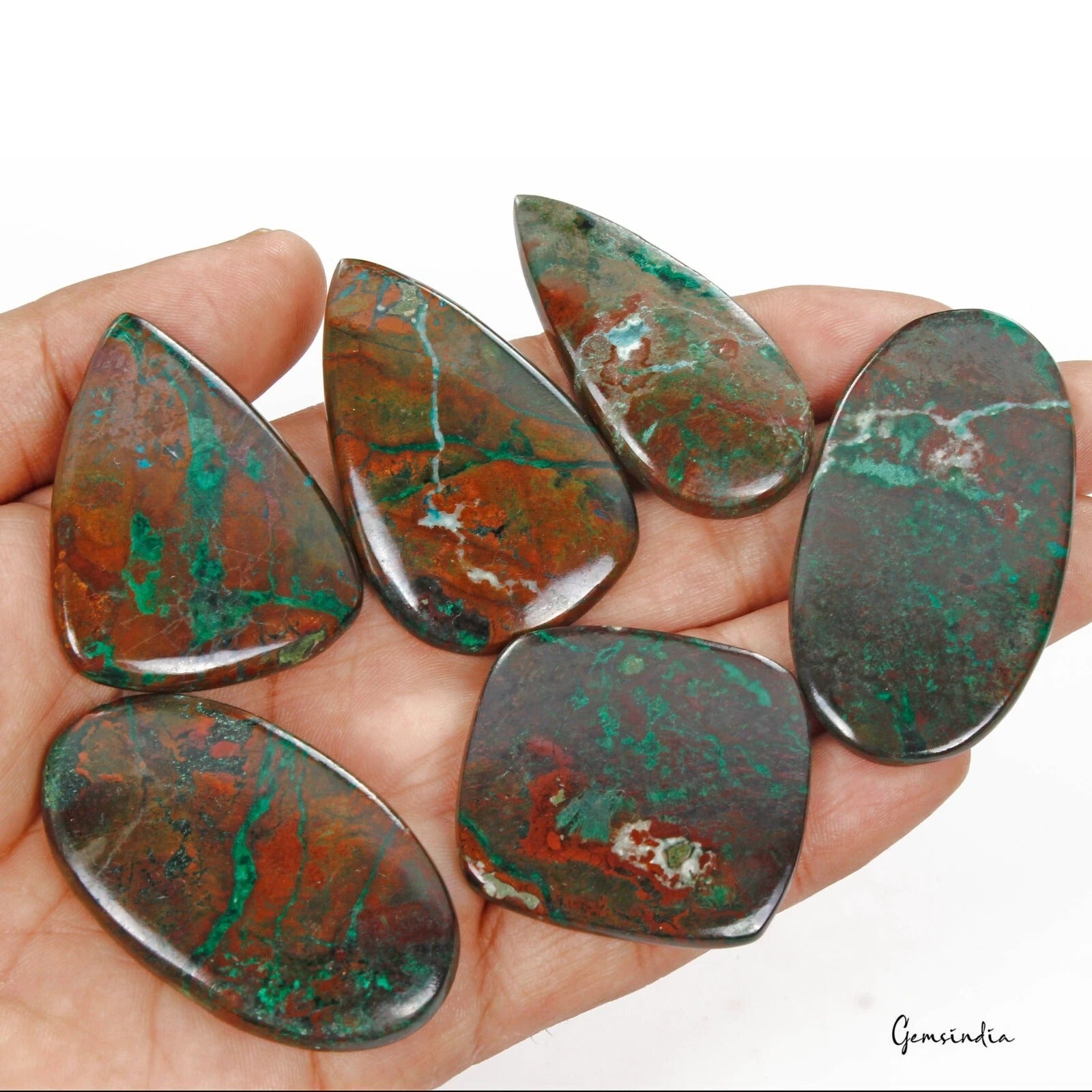 Chrysocolla Cabochon, Untreated — 38mm to 56mm, 440 Ct