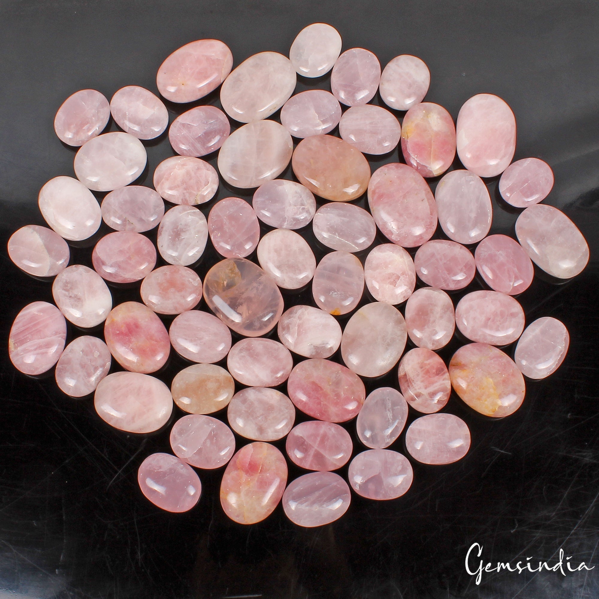 7.12 Lbs/6 Pcs Natural Pink Rose Quartz Crystal Palm Stones Polished Healing Lot