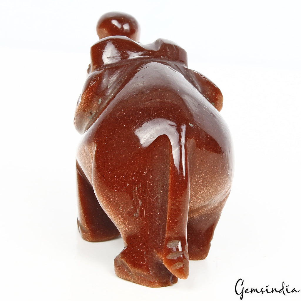260 Ct Handmade Natural Brown Sunstone Baby Elephant Statue Sculpture ~1.4" tall
