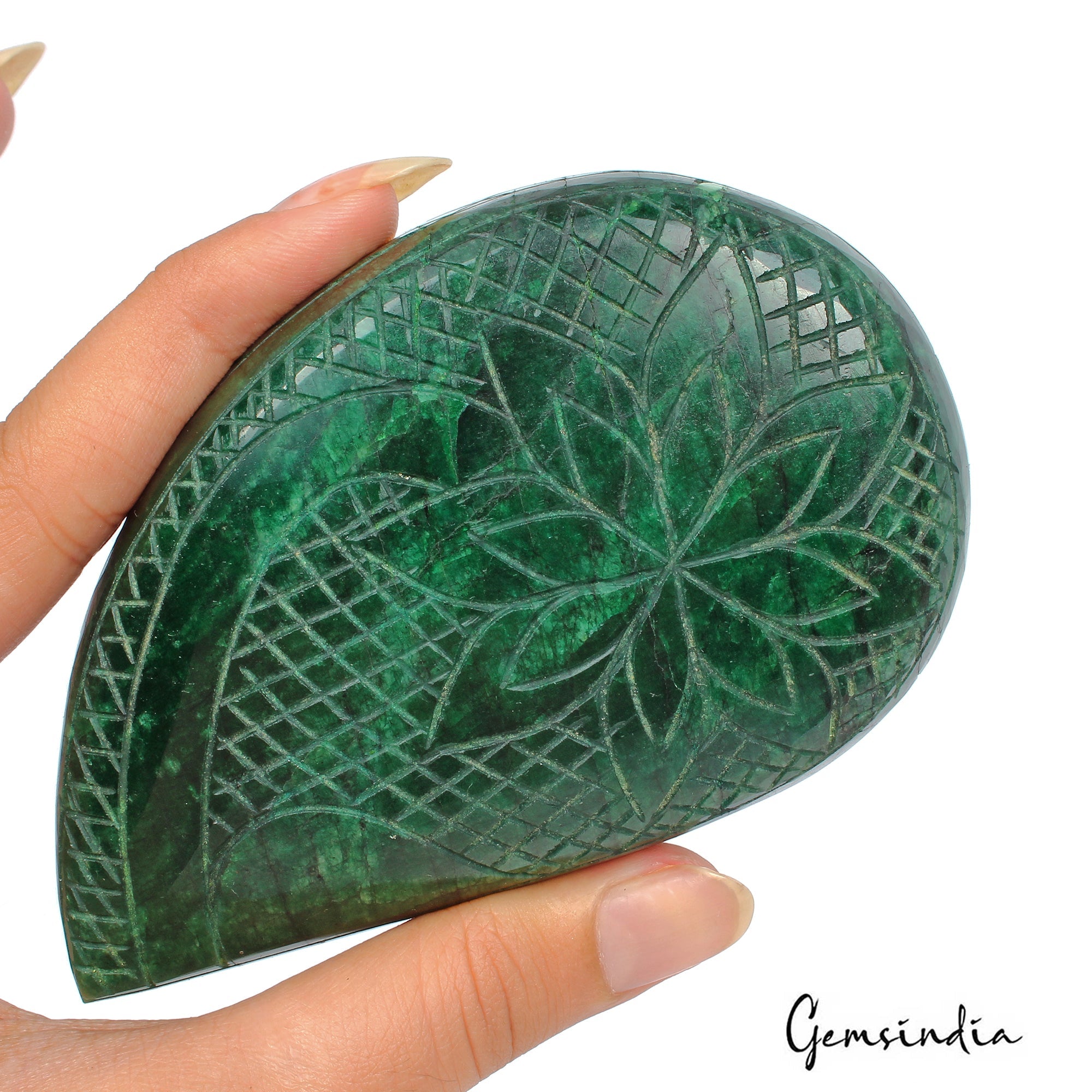 1420 Ct Natural Green Brazilian Emerald Fancy Carving Earth Mined Loose Huge Gem