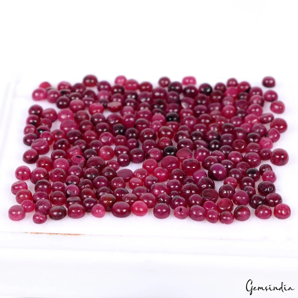 39.90 Ct/225 Pcs Natural Dark Red Ruby Round Cab Loose Jewelry Setting Size Gems