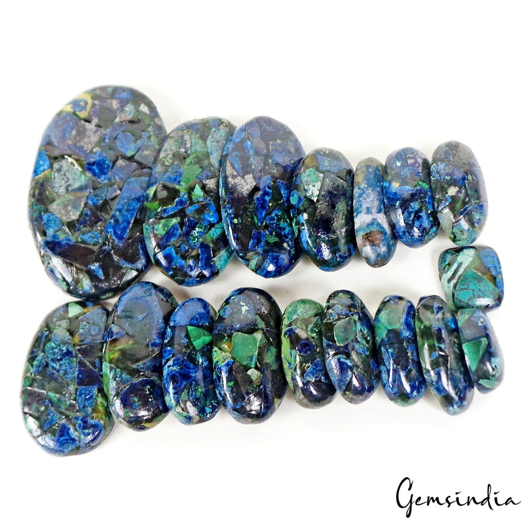 17 Pcs Peacock Color Composite Seraphinite Mix Cabochon Loose Gemstones 500 Cts