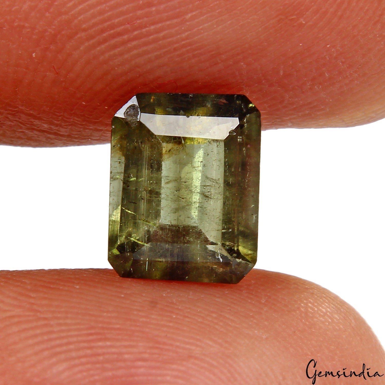AAA 2.20 Ct Natural Mozambique Olive Green Emerald Cut Loose Tourmaline Gemstone