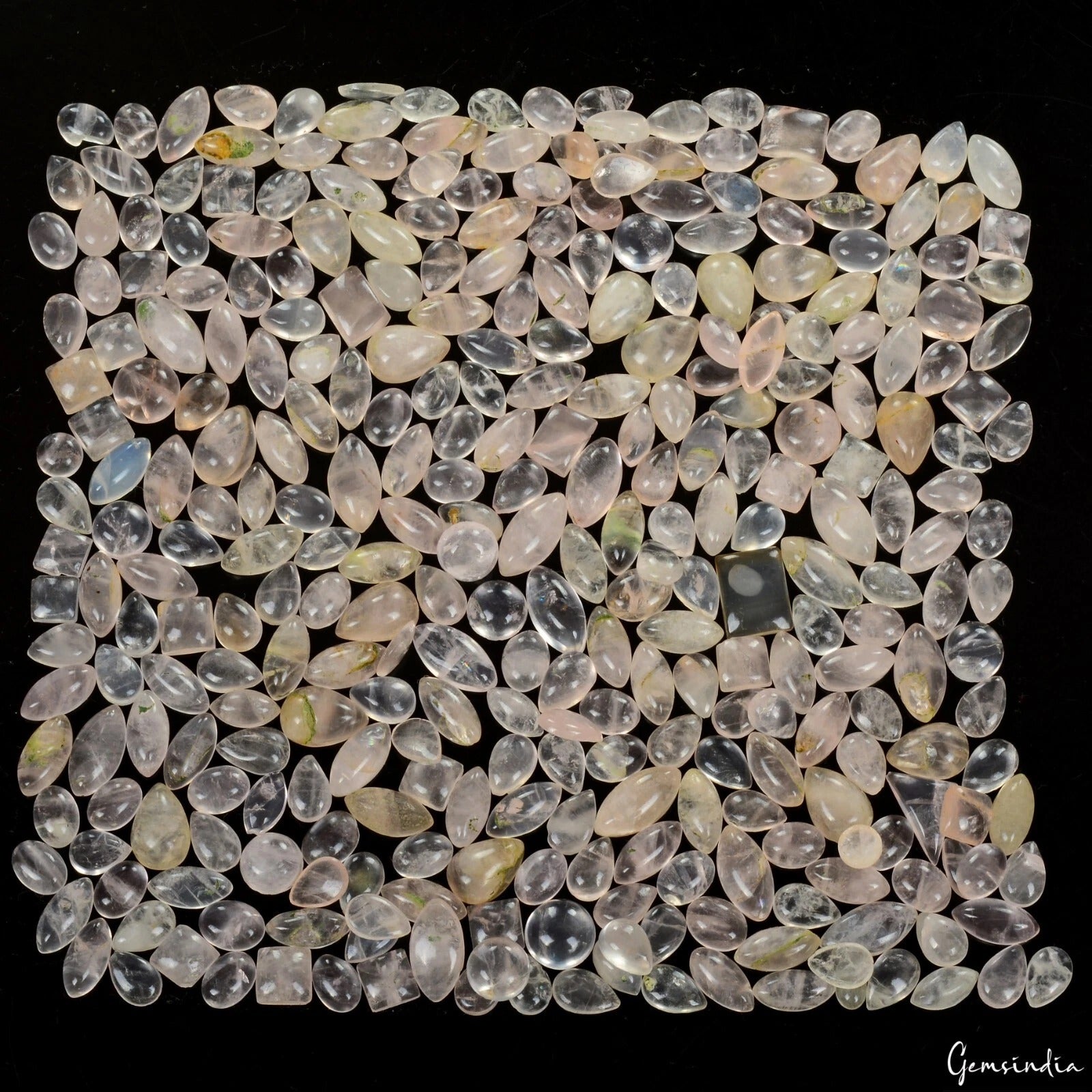 330 Ct/314 Pcs Natural Untreated Pink Rose Quartz Mixed Cab Gems Lot For Jewelry